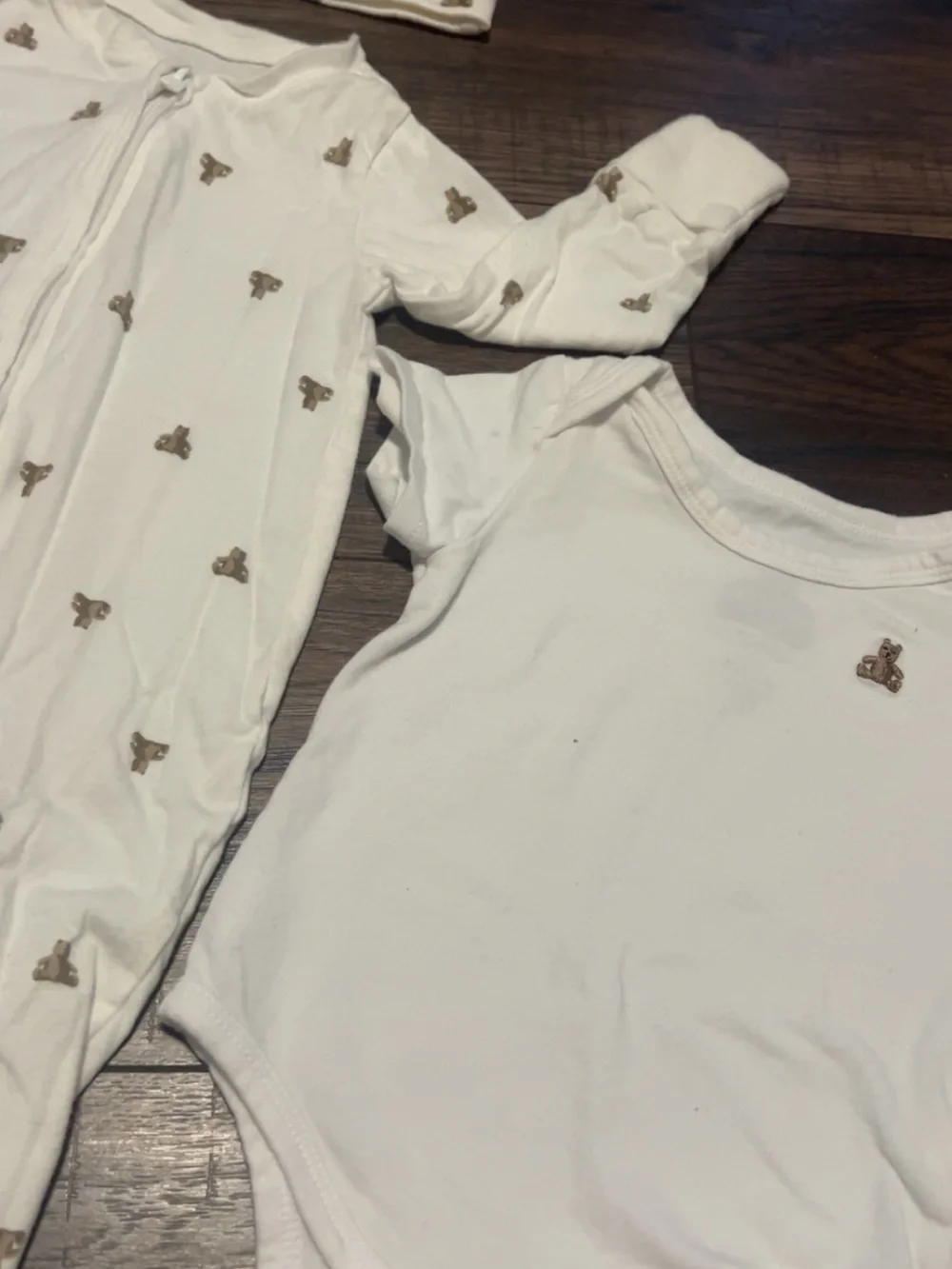 GAP White Baby Three-Piece Set with Tan Bear Print